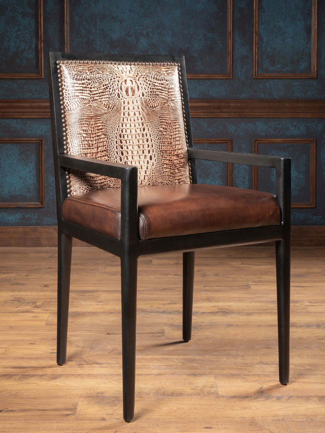 Ivory Crocodile Leather Dining Chair