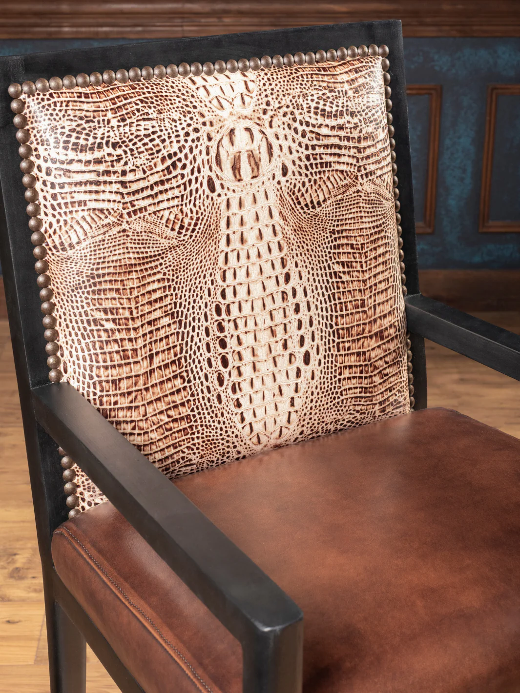 Ivory Crocodile Leather Dining Chair - Image 4