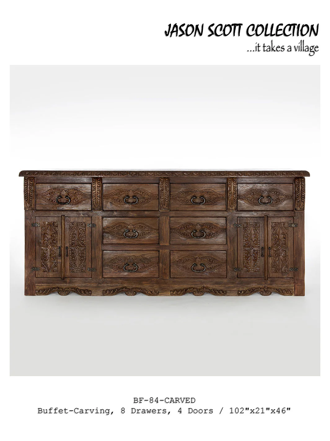 Jason Scott 8 Drawer / 4 Doors Buffet (Carved)