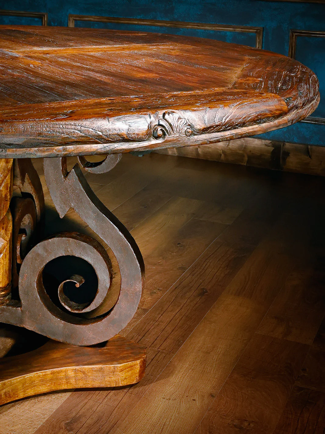 Jason Scott Round Top Iron Base Dining Table - Image 5