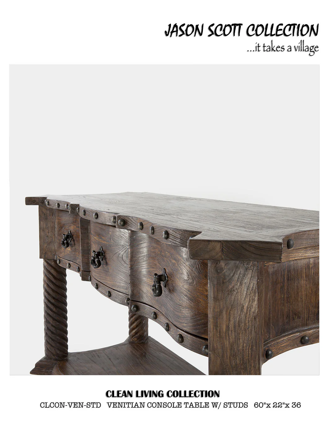 Jason Scott Venetian Console Table w/ Studs - Image 2