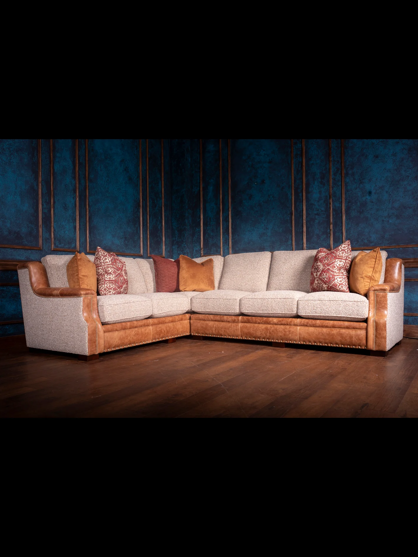 Leather and Fabric Canyon Sectional Sofa