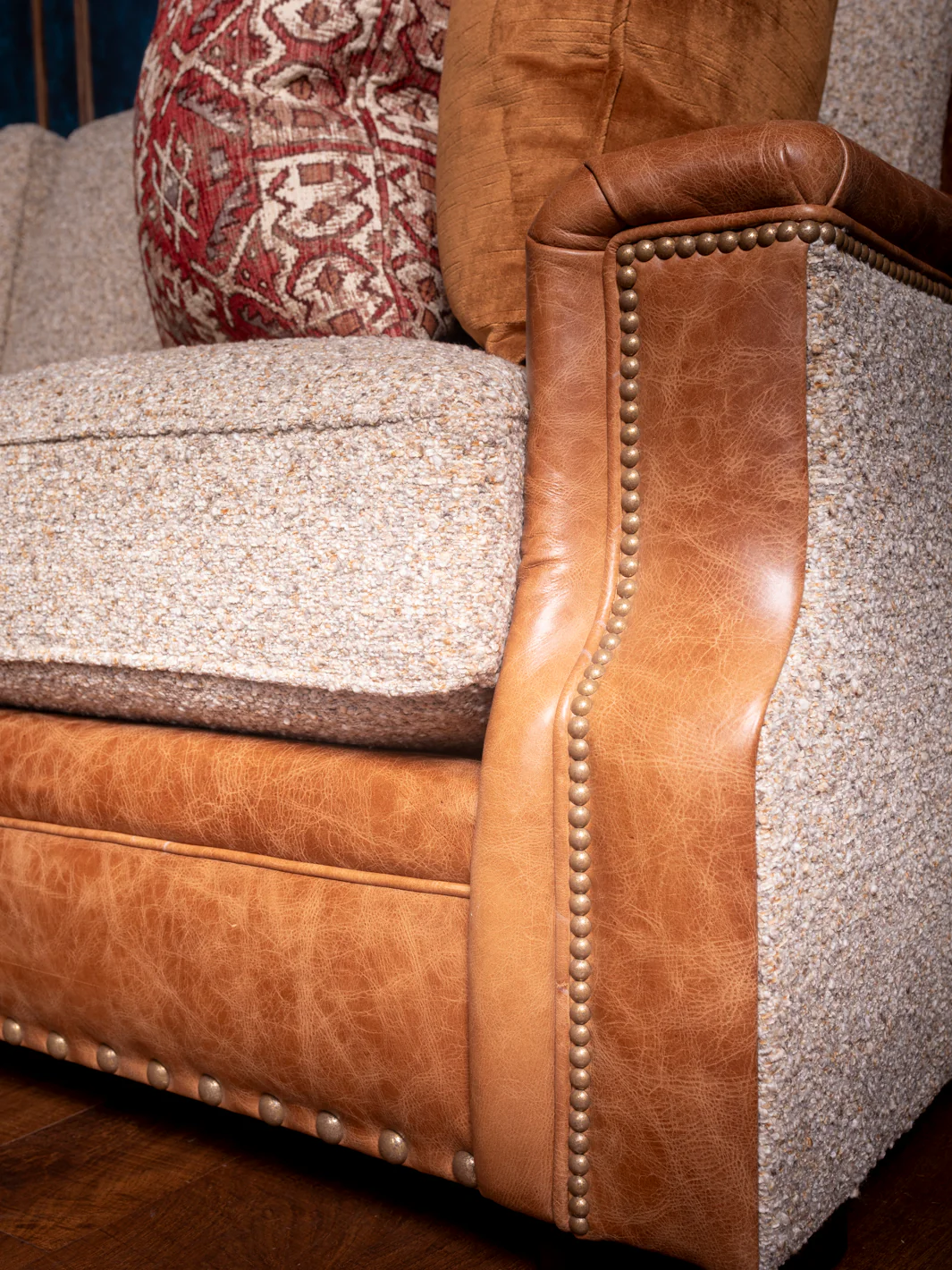 Leather and Fabric Canyon Sectional Sofa - Image 3
