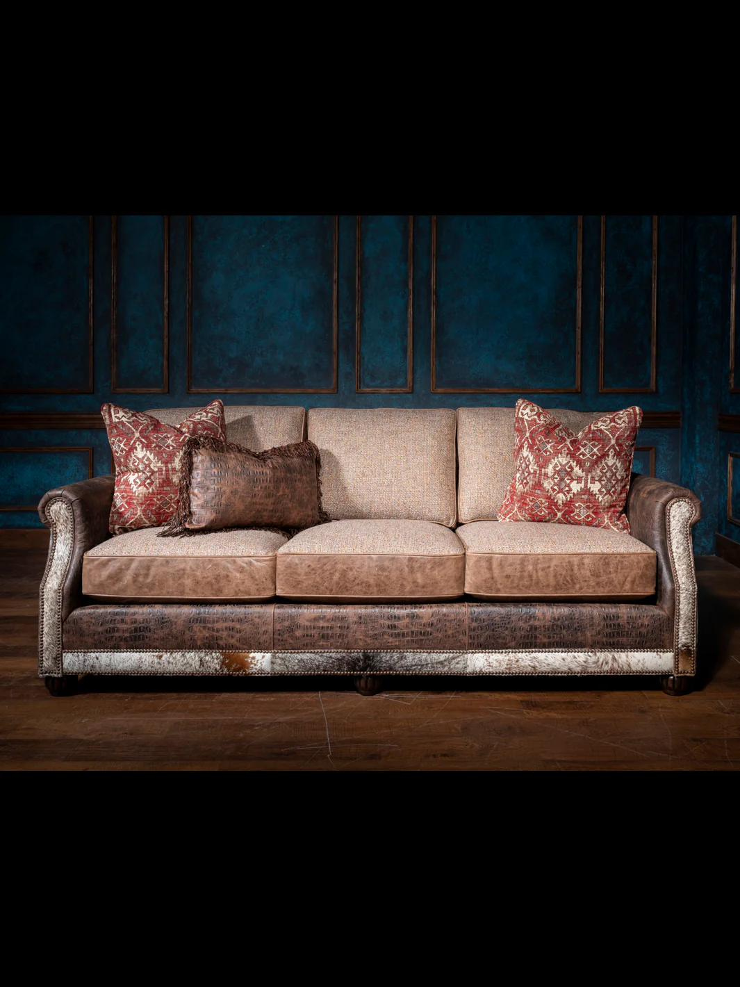 Luxurious Leather and Fabric Sofa - Image 2