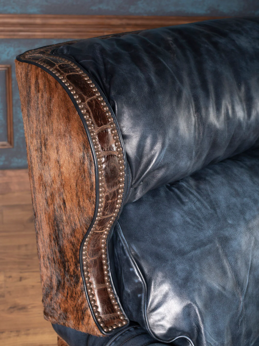 Midnight Maverick Leather & Cowhide Pushback Recliner - Image 6