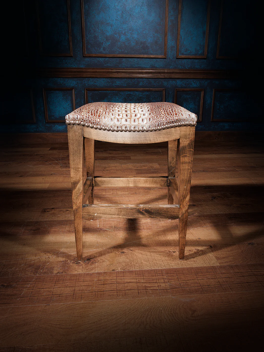 Nero Crocodile Leather Saddle Stool - Image 2