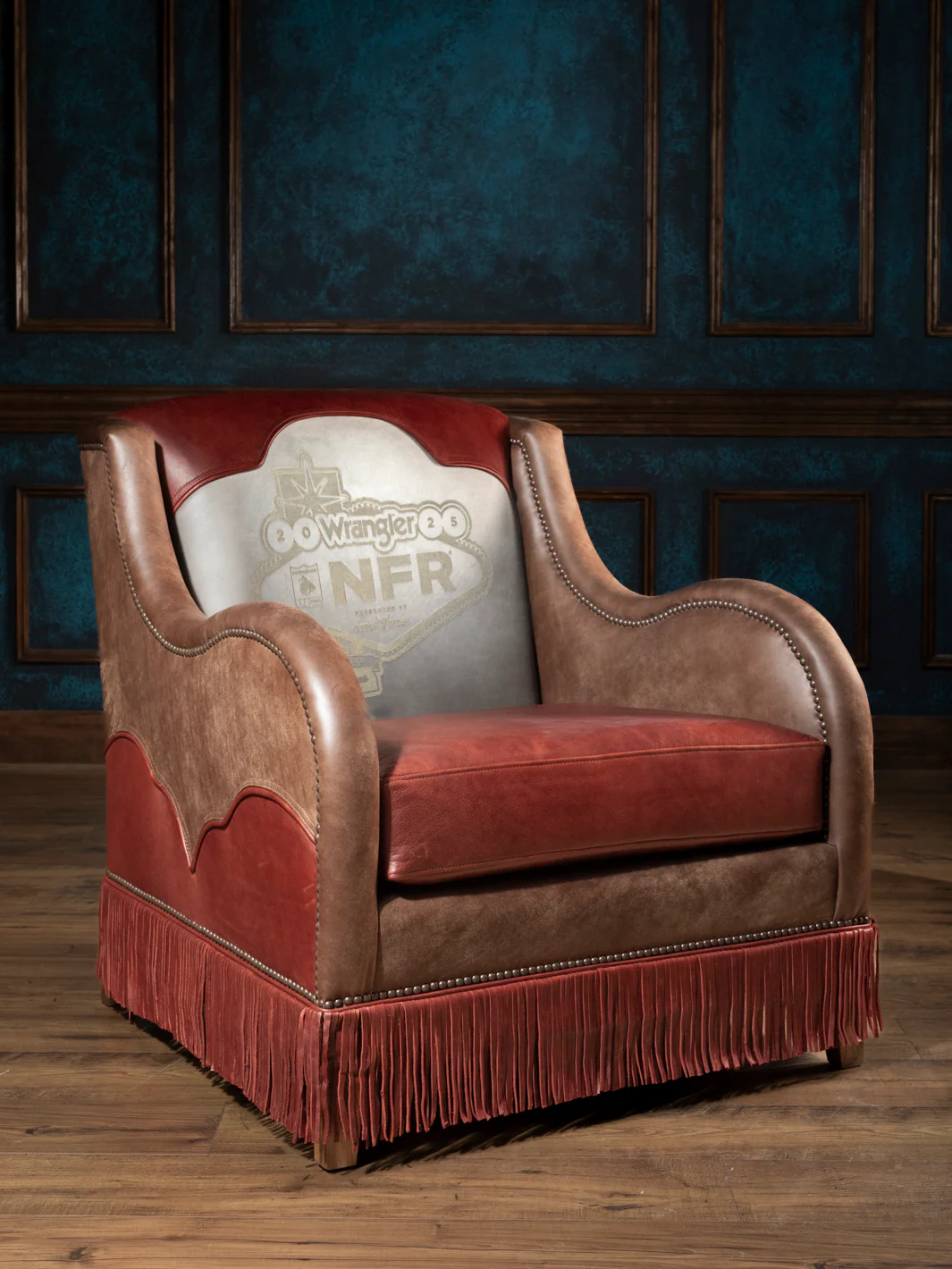 Pro Rodeo Gray Leather Accent Chair - 40th NFR Anniversary Edition