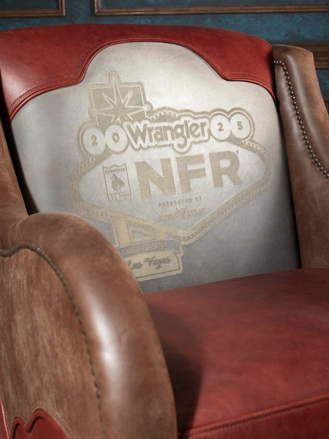 Pro Rodeo Gray Leather Accent Chair - 40th NFR Anniversary Edition - Image 2