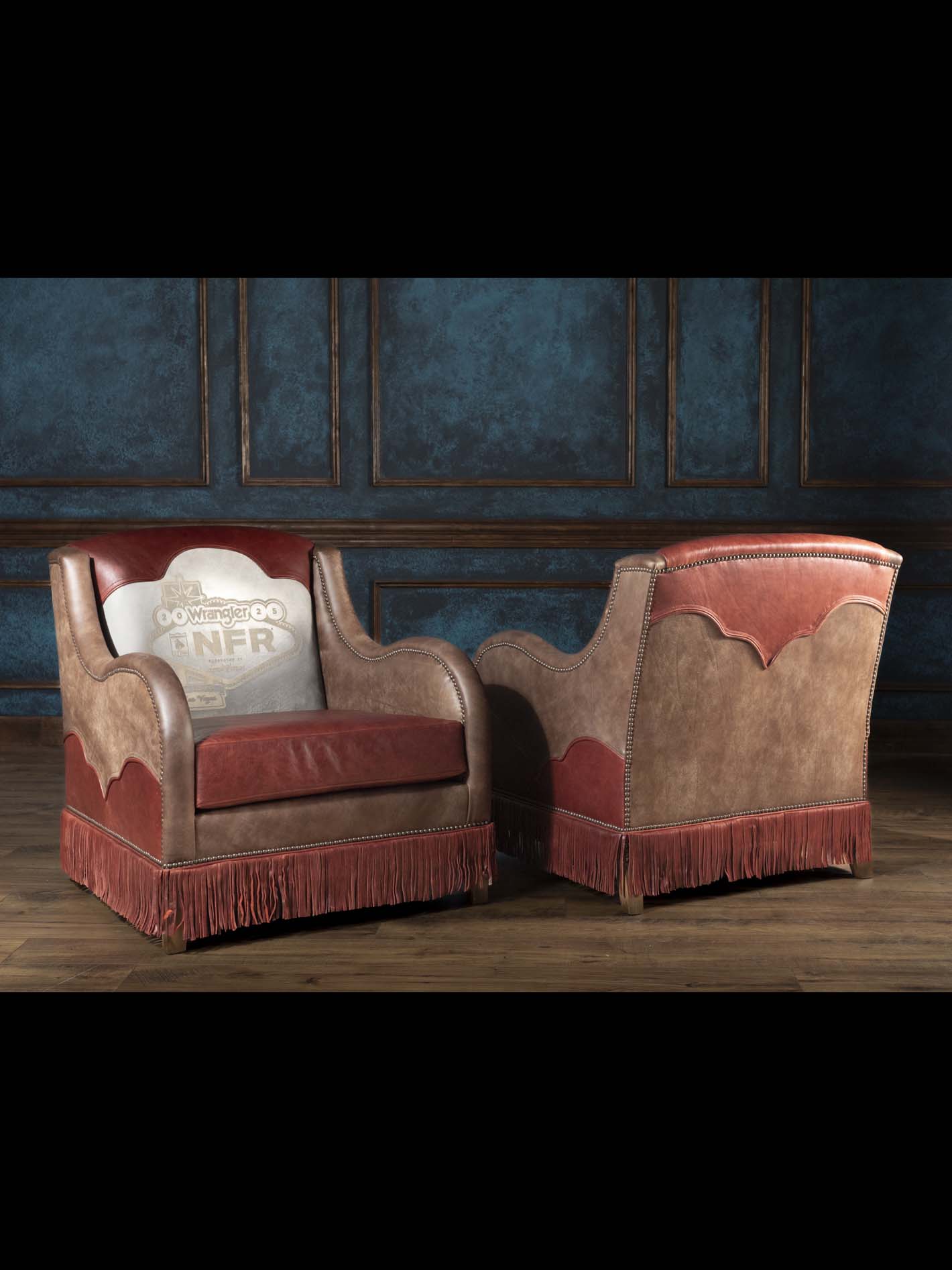 Pro Rodeo Gray Leather Accent Chair - 40th NFR Anniversary Edition - Image 6