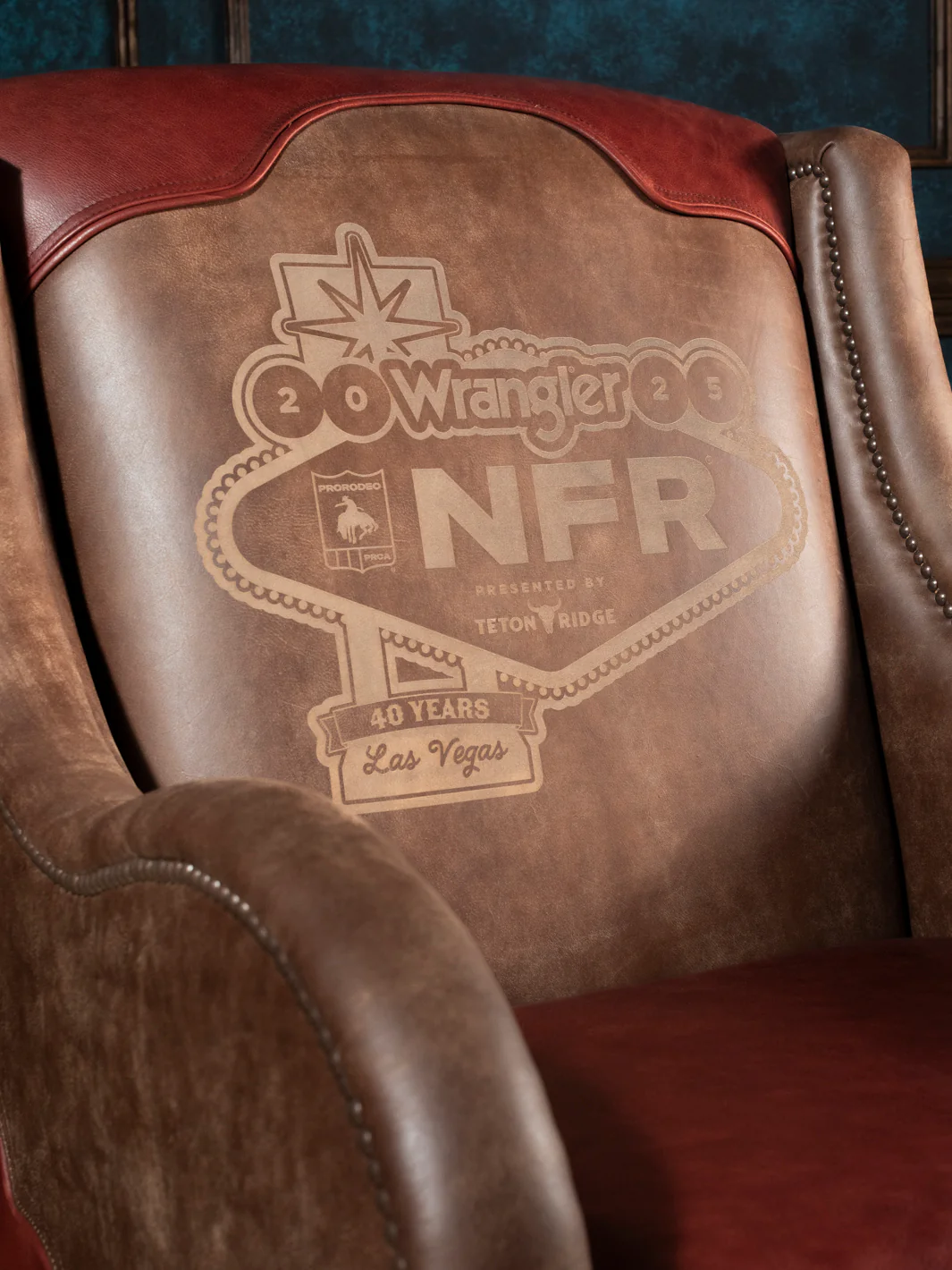 Pro Rodeo Red Leather Accent Chair - 40th NFR Anniversary Edition - Image 2
