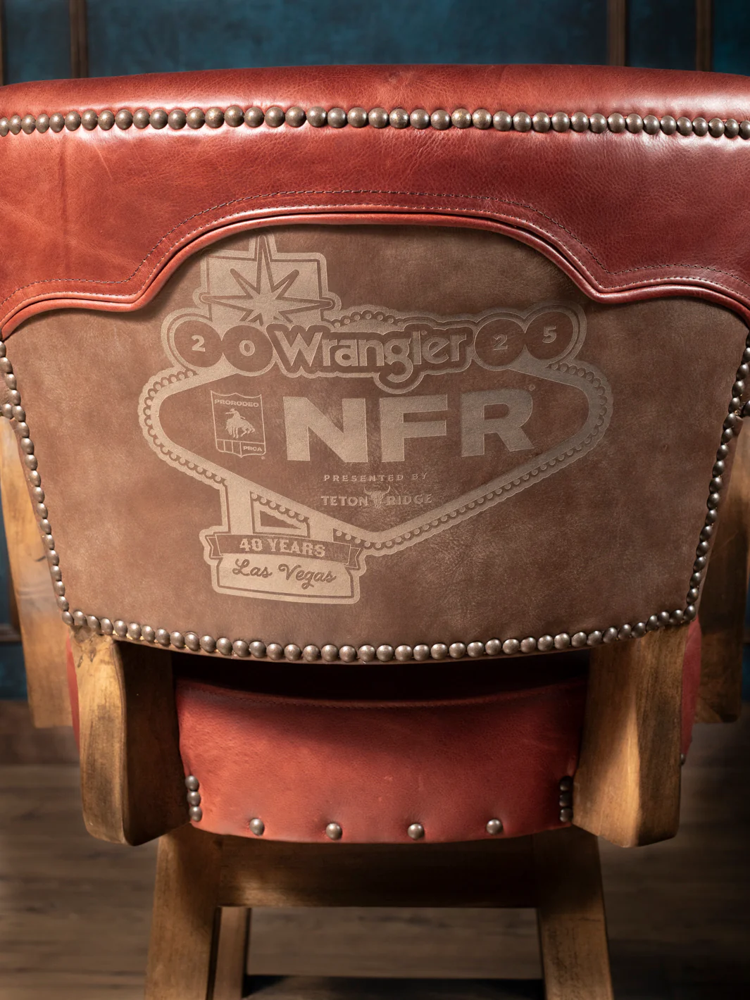 Pro Rodeo Leather Swivel Bar Stool - 40th NFR Anniversary Edition - Image 2
