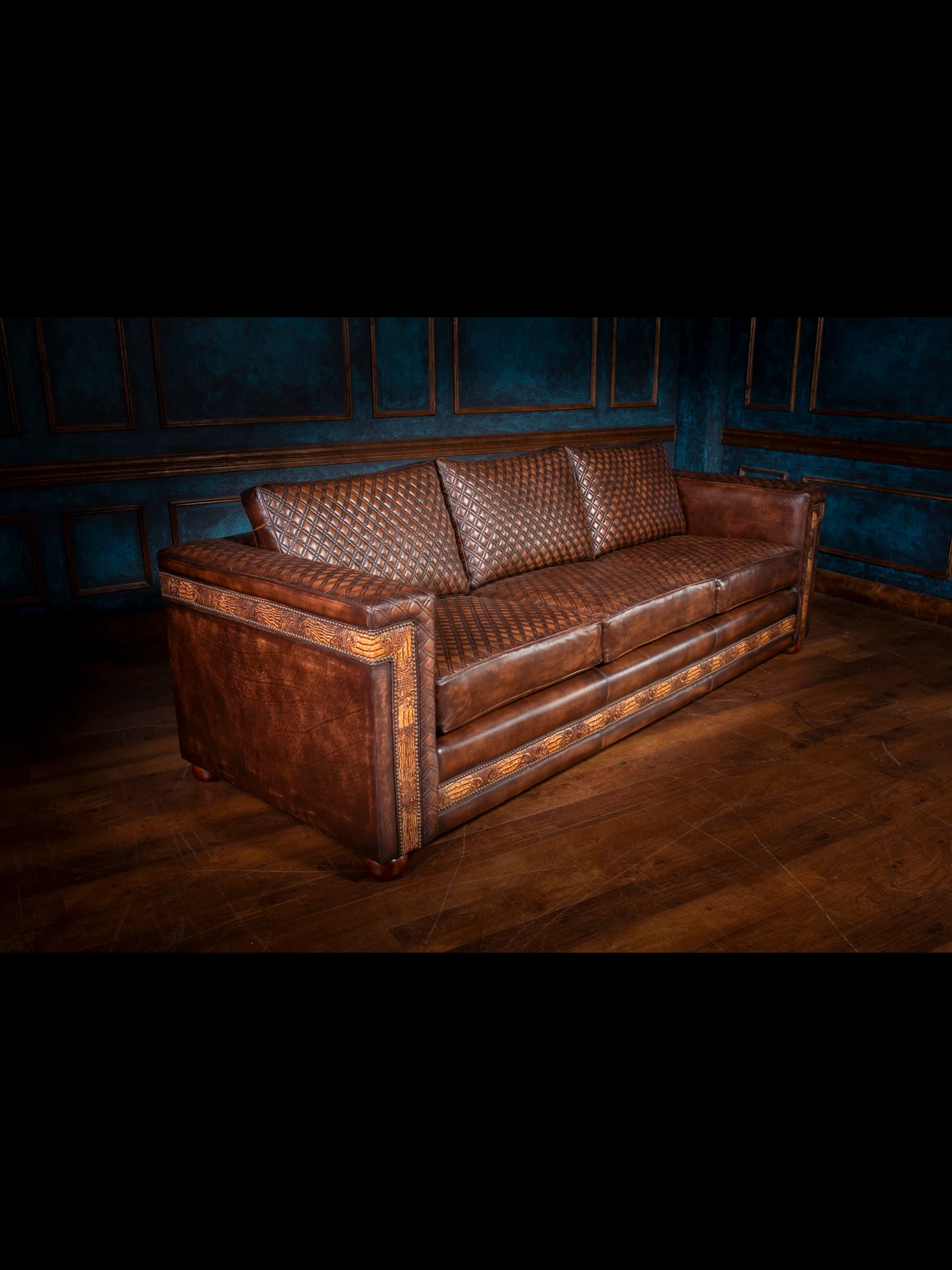 Quilted Leather Architect Sofa - Image 3