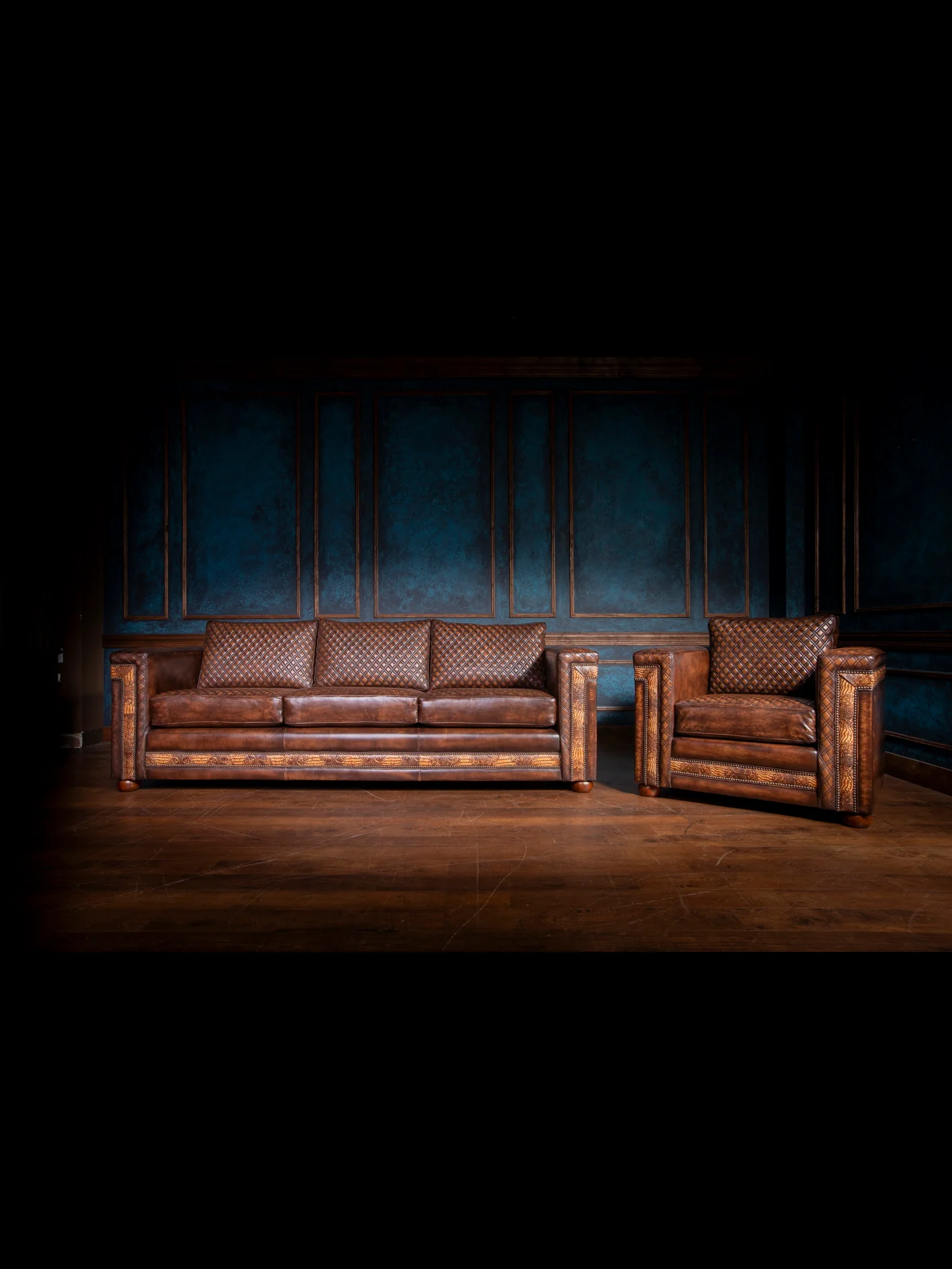 Quilted Leather Architect Sofa - Image 4