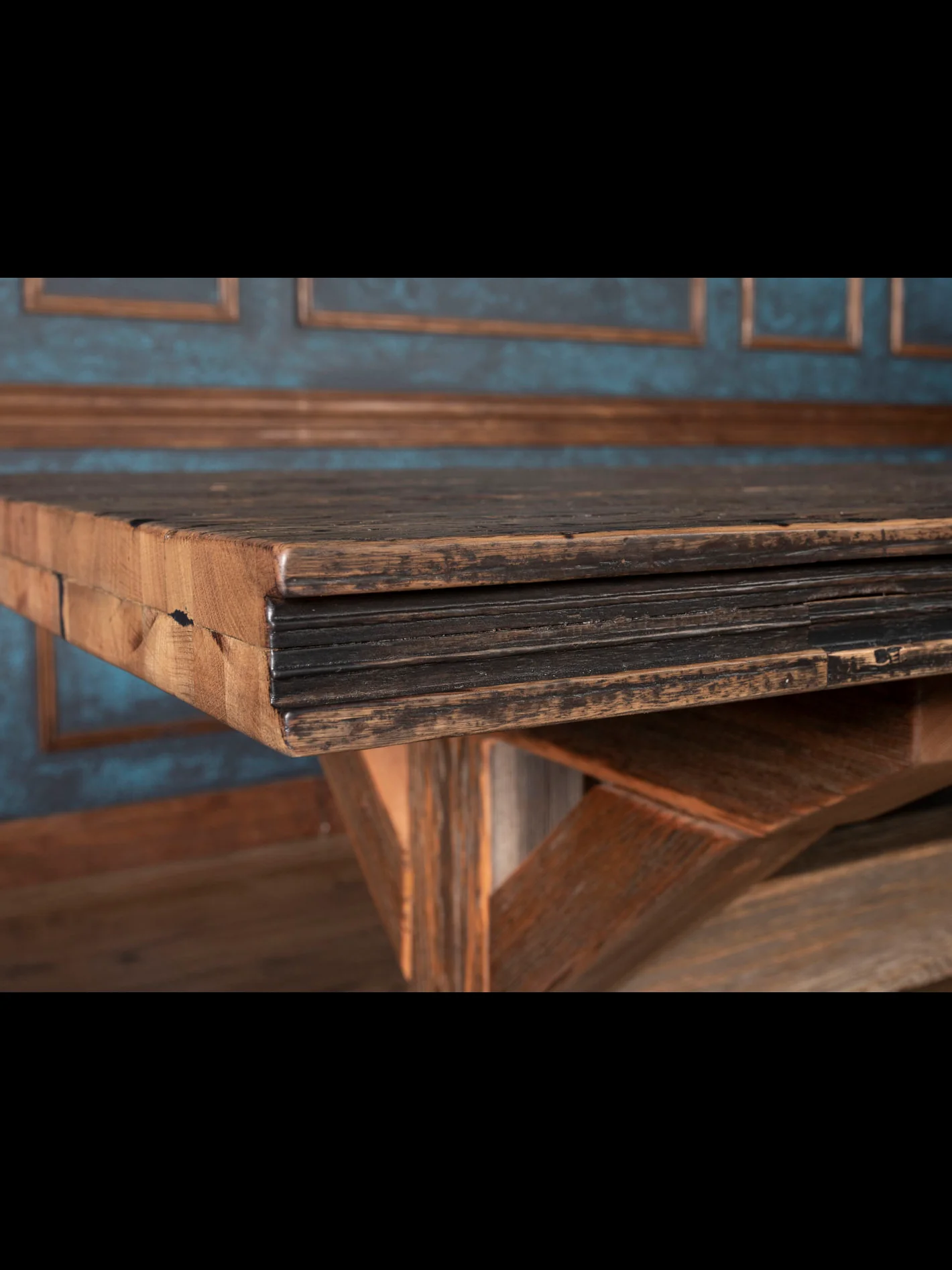 Reclaimed Oak Trestle Dining Table - Image 5