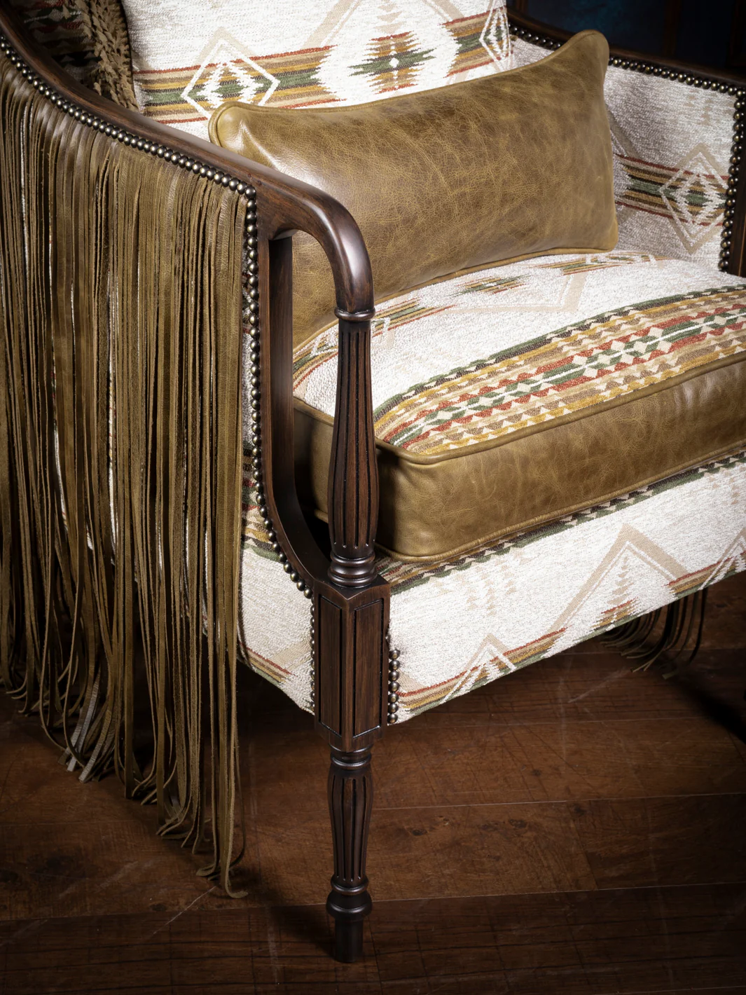 Reversible Fringe Leather Accent Chair - Image 5