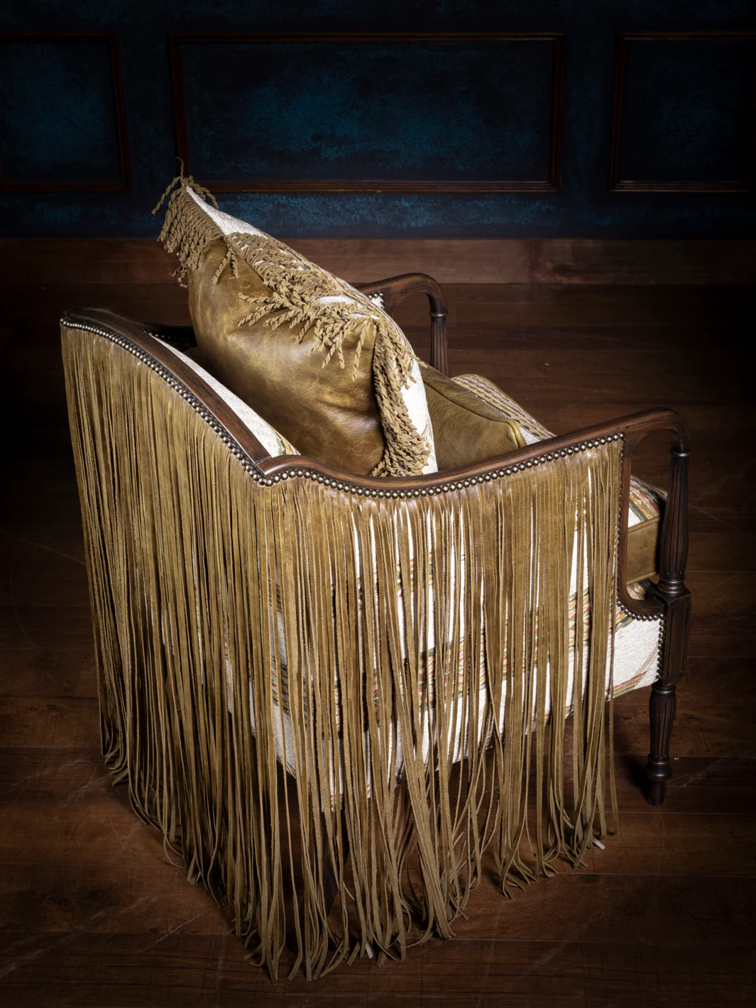 Reversible Fringe Leather Accent Chair - Image 6