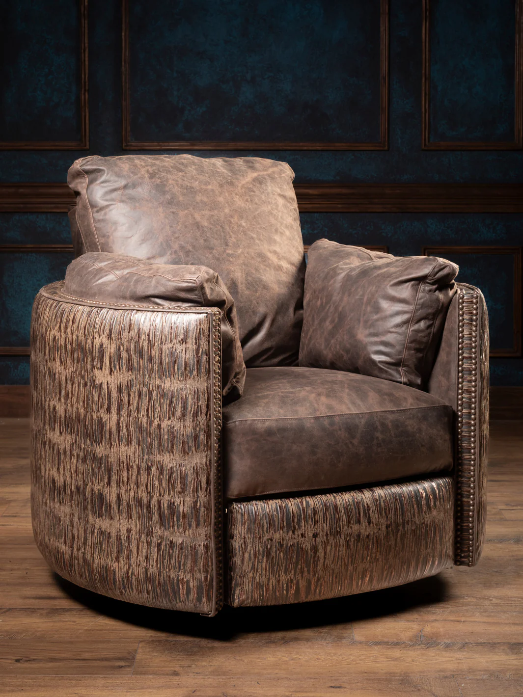 Rimrock Leather Snug Swivel Recliner