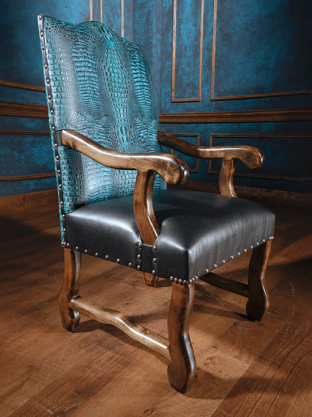 Royal Blue Leather Dining Chair - Image 3