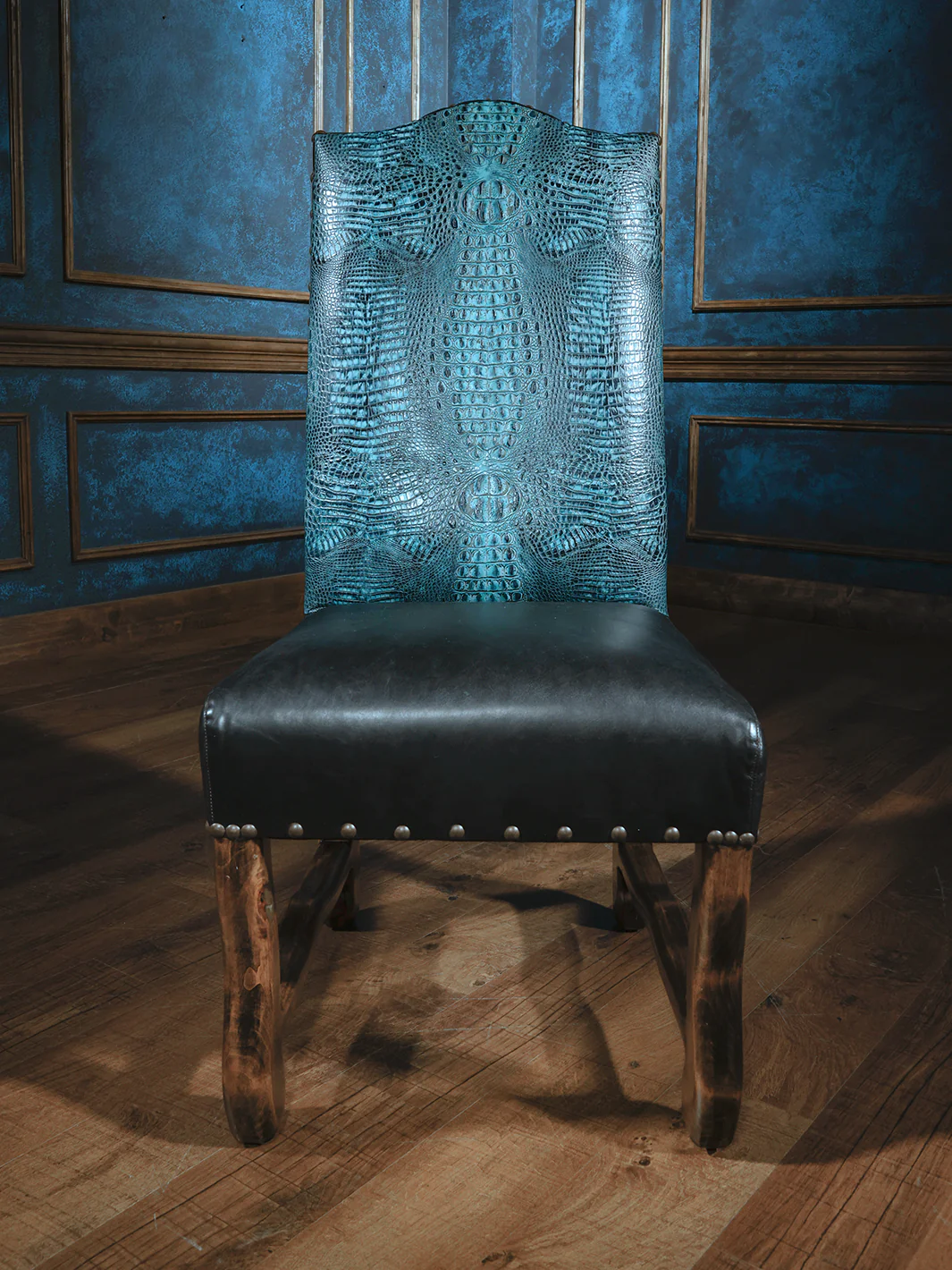 Royal Blue Leather Dining Chair - Image 4