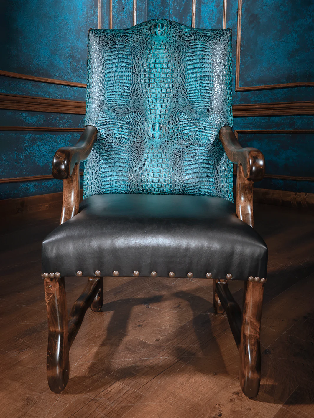 Royal Blue Leather Dining Chair - Image 5
