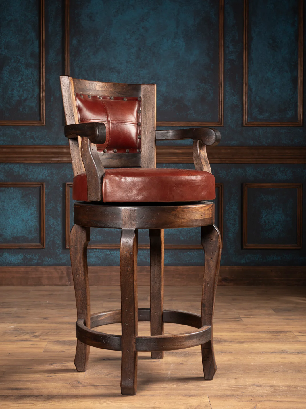 Santa Fe Mesa Leather Swivel Bar Stool