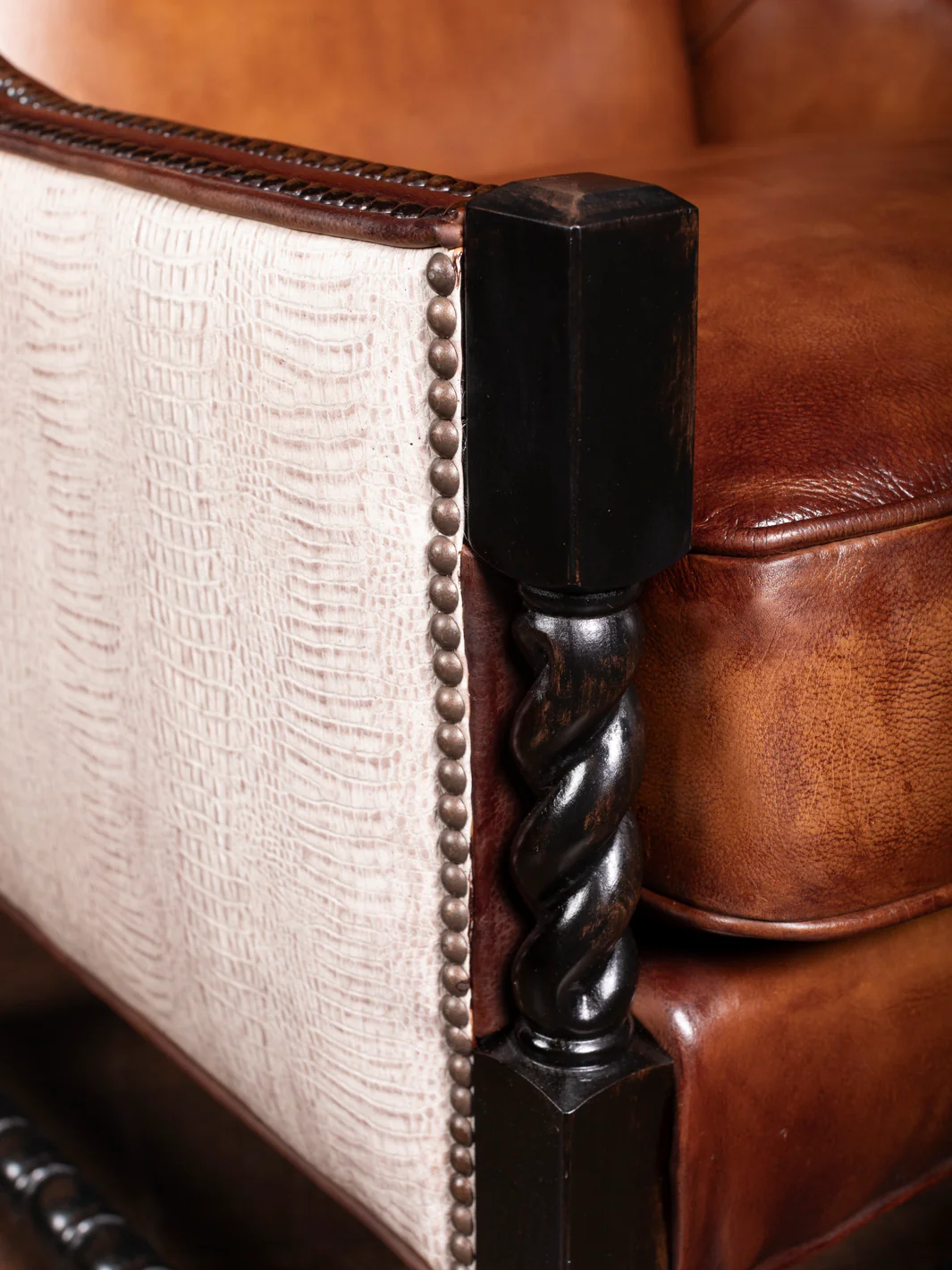 Savannah Leather & Croc Accent Chair - Image 2