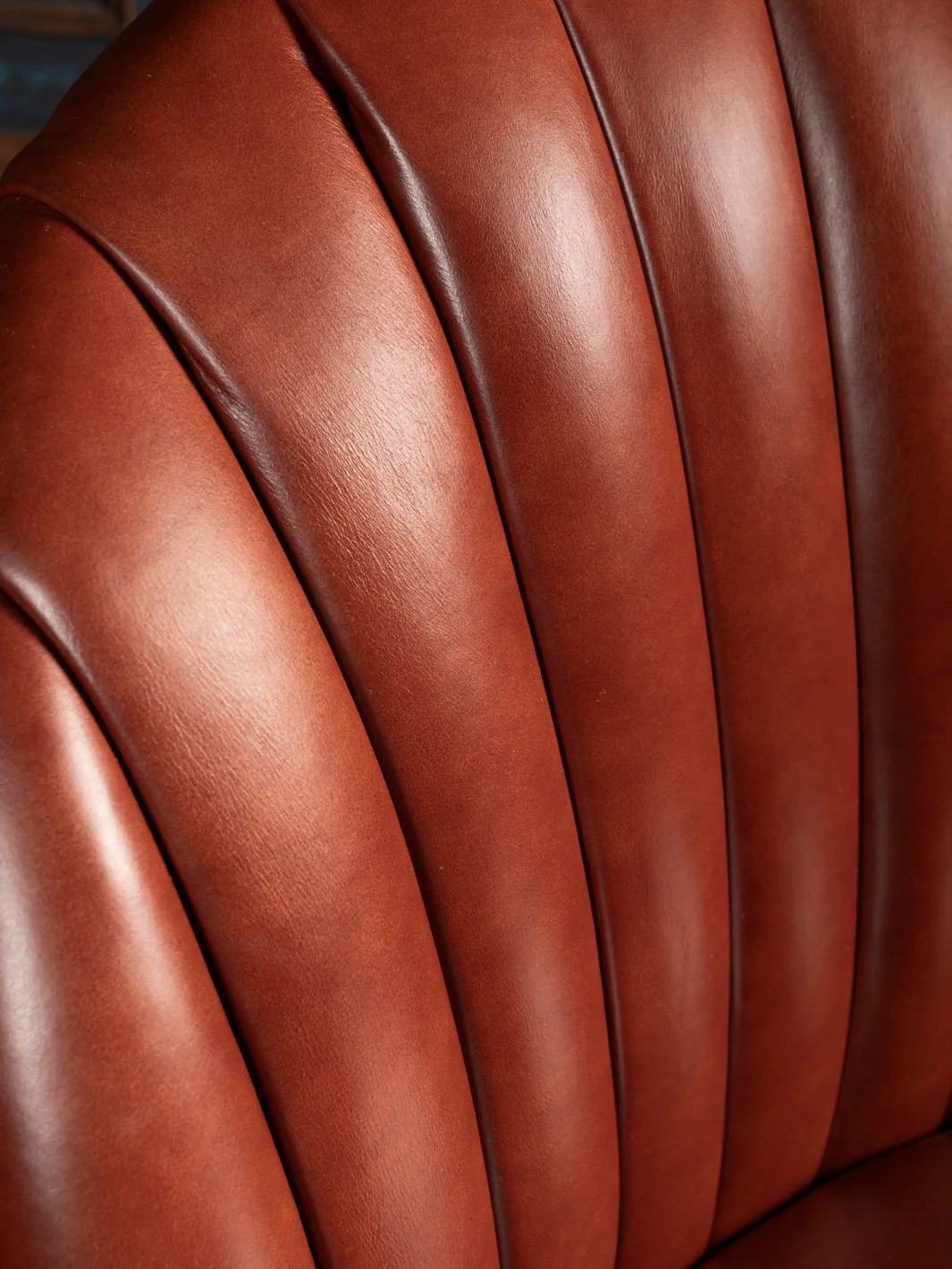Scalloped Red Leather Accent Chair - Image 3