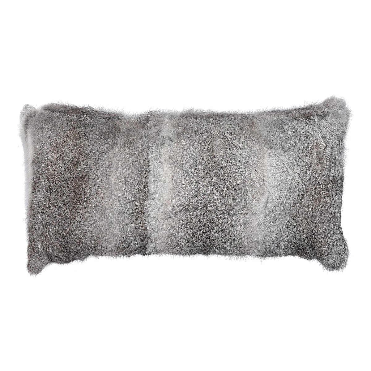 Solid Grey Rabbit Fur Pillow - Image 2