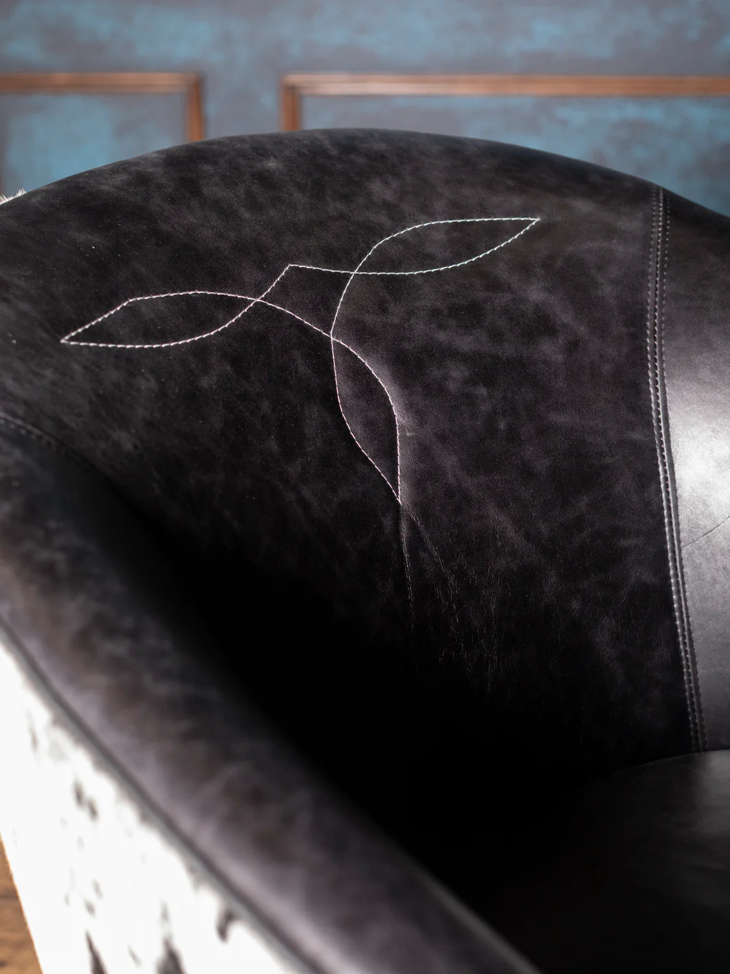 Speckled Blue Leather Accent Chair - Image 3