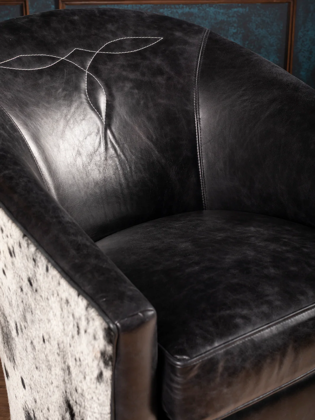 Speckled Blue Leather Accent Chair - Image 4