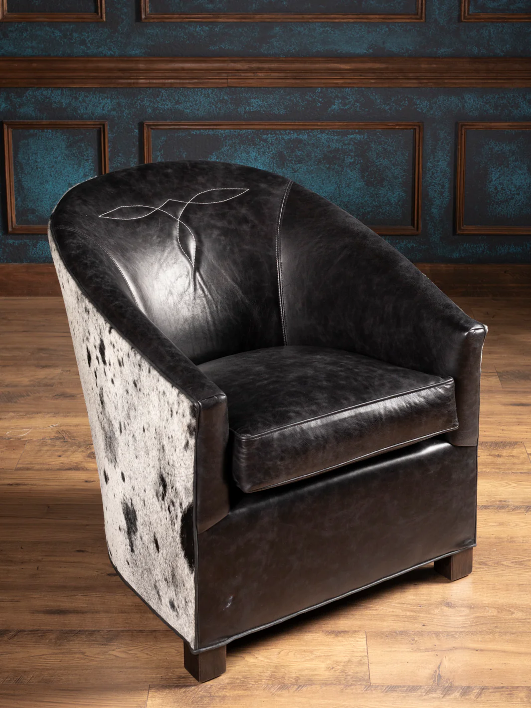 Speckled Blue Leather Accent Chair - Image 5