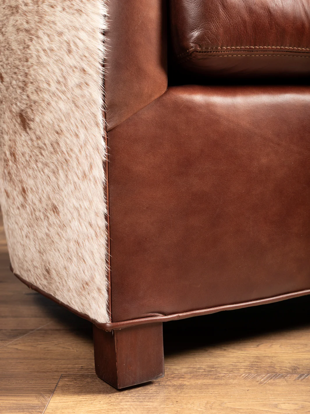Speckled Chocolate Brown Leather Accent Chair - Image 4