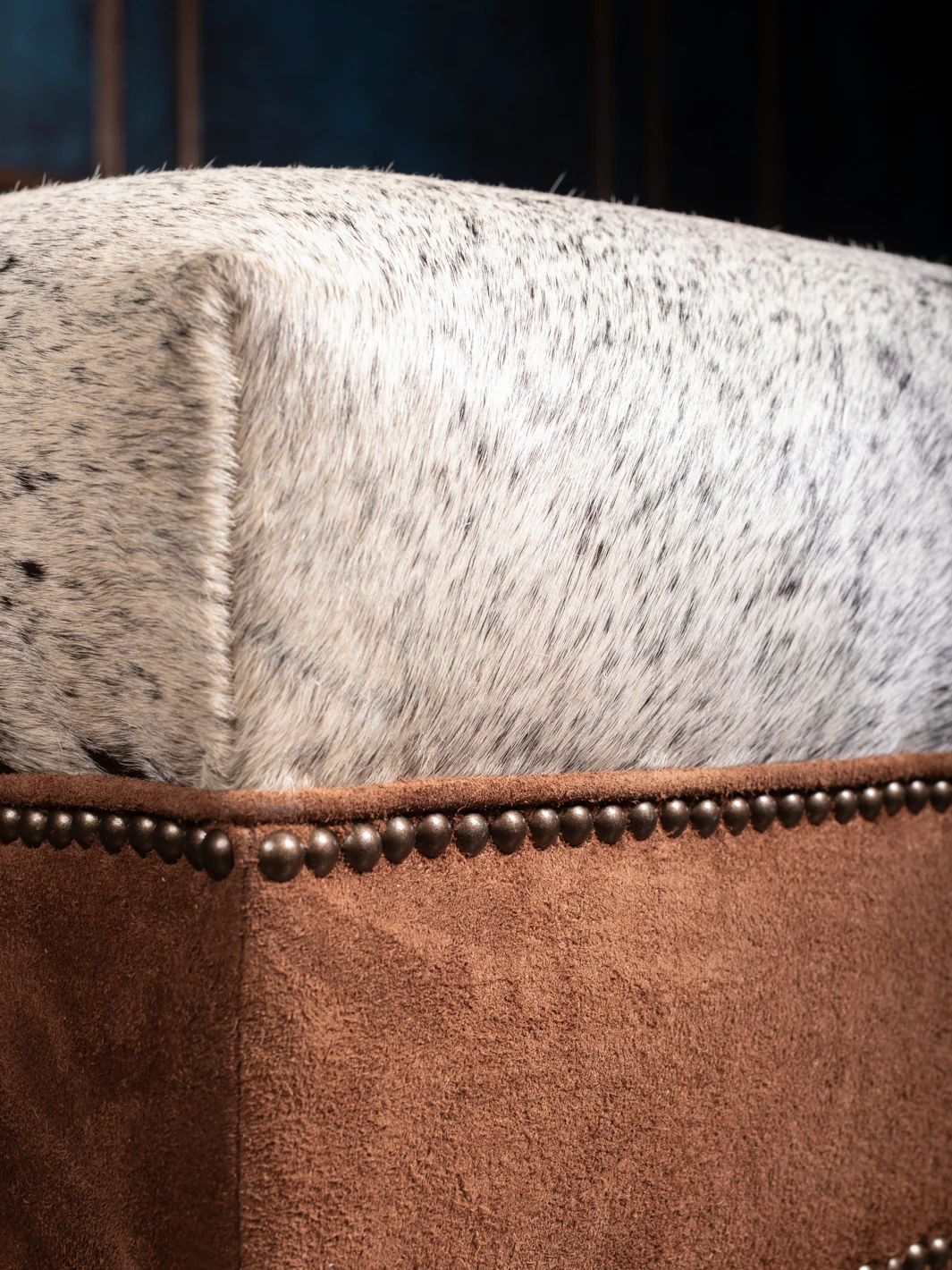 Square Cowhide & Leather Rustic Ottoman - Image 2
