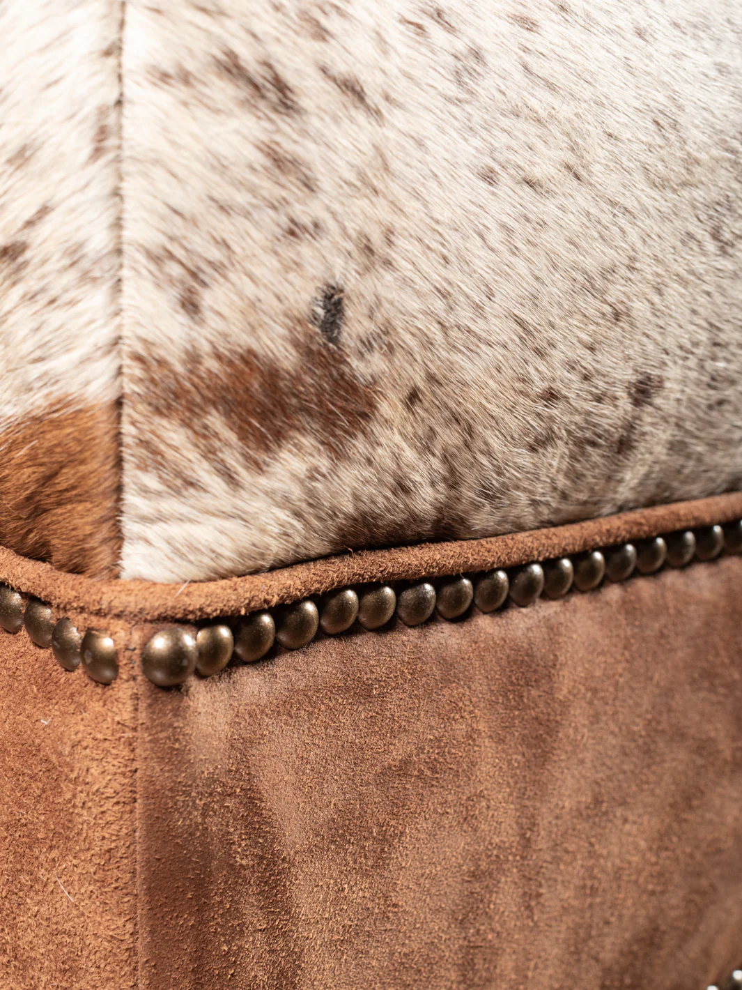 Square Cowhide & Leather Rustic Ottoman - Image 3