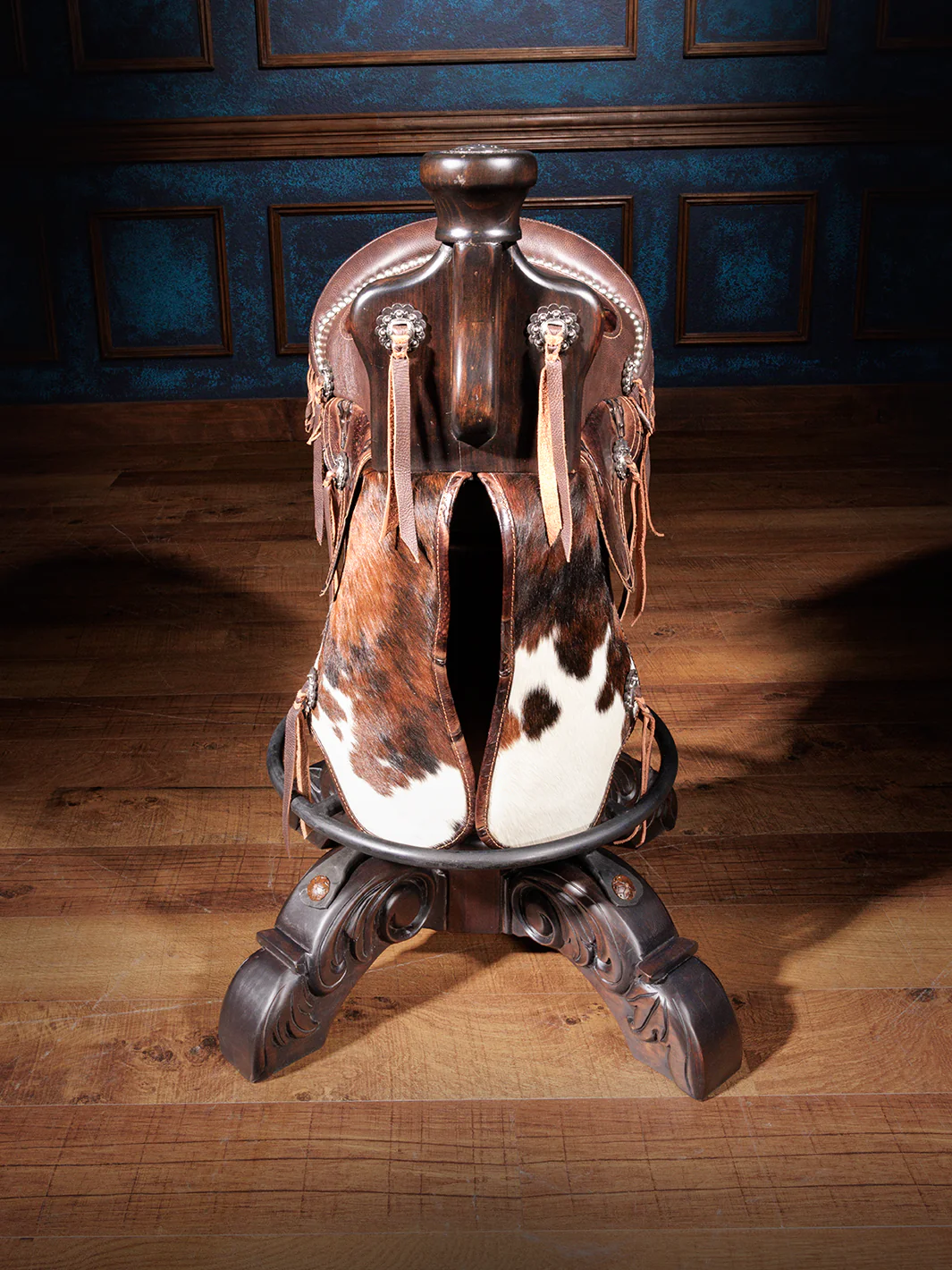 Texas Longhorn Stud Saddle Bar Stool - Image 2