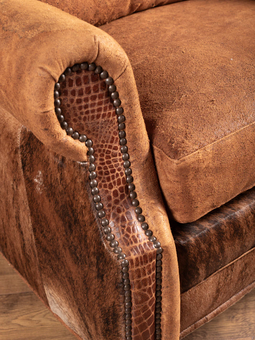 Gentleman’s Suede & Gator Leather Recliner - Image 3
