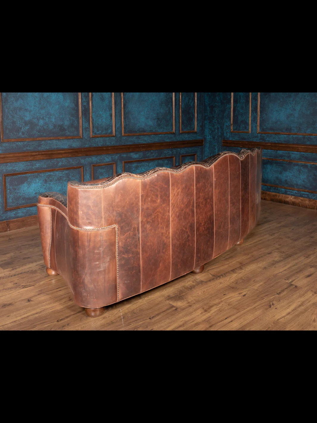 Tufted Chocolate Leather Utah Sofa - Image 8