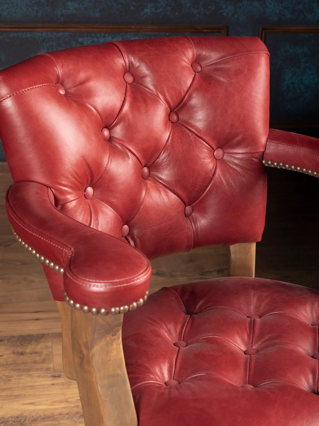 Tufted Crimson Leather Bar Stool - Image 2