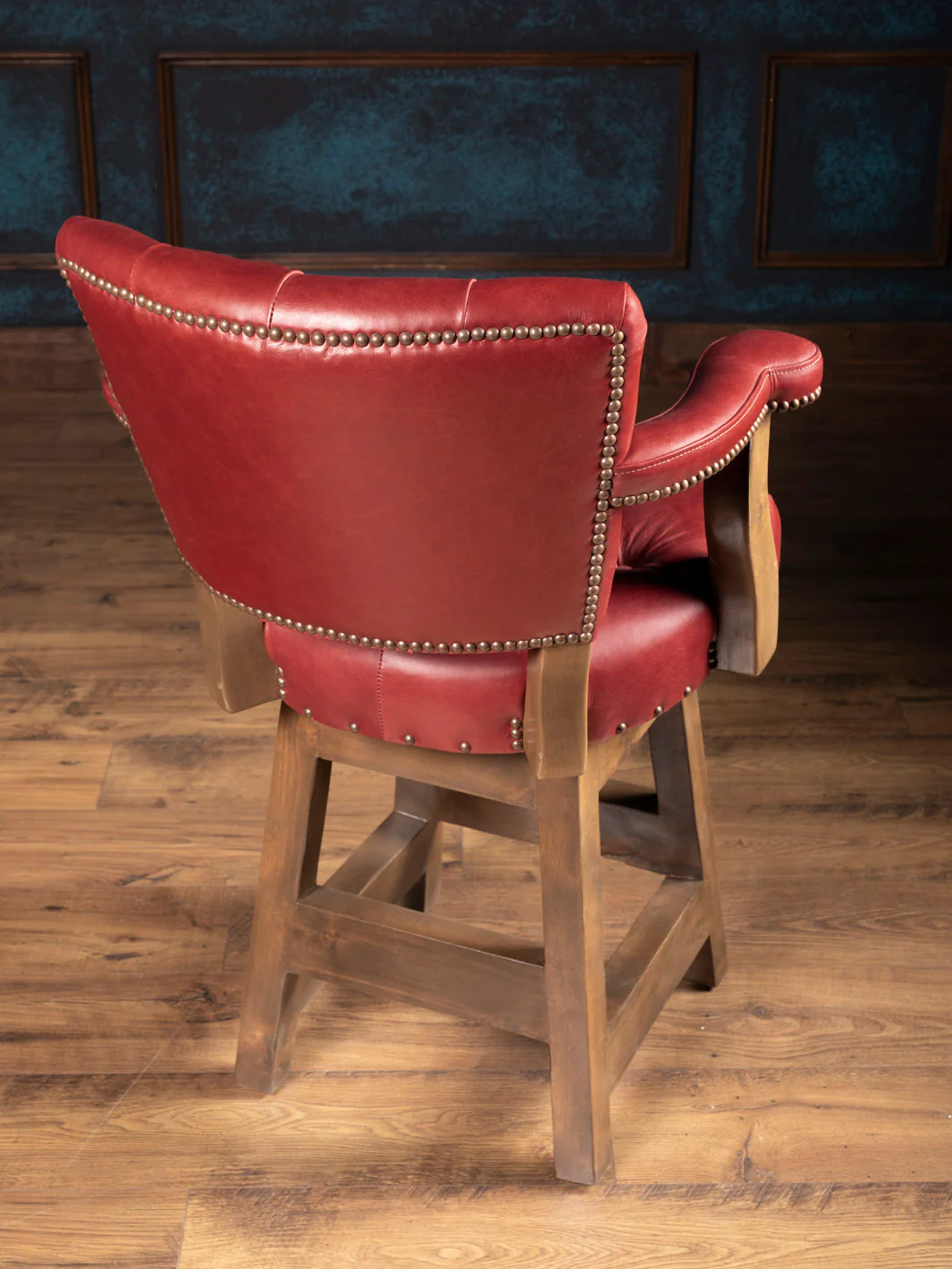 Tufted Crimson Leather Bar Stool - Image 4