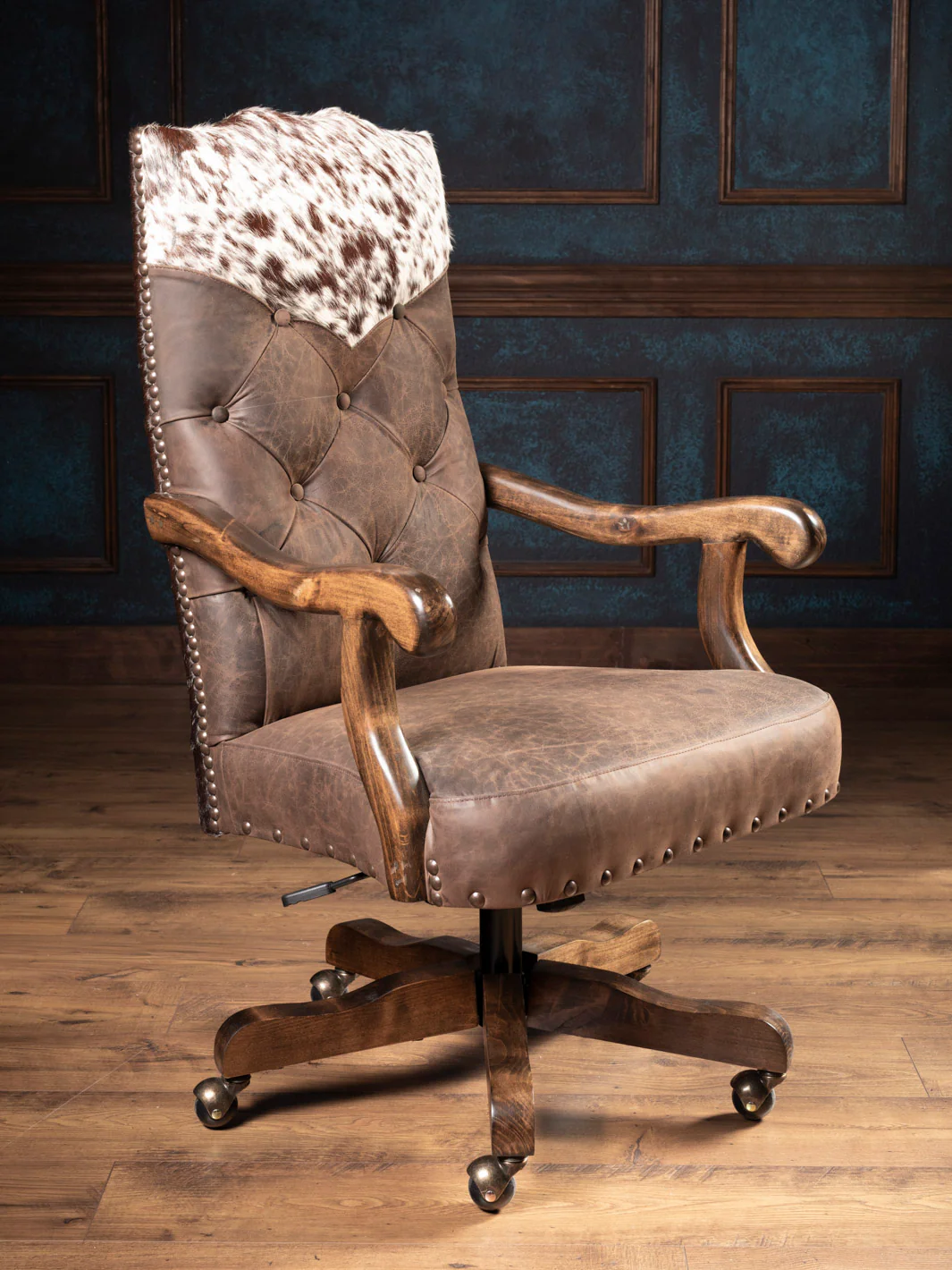 Tufted Desert Mustang Leather Desk Chair