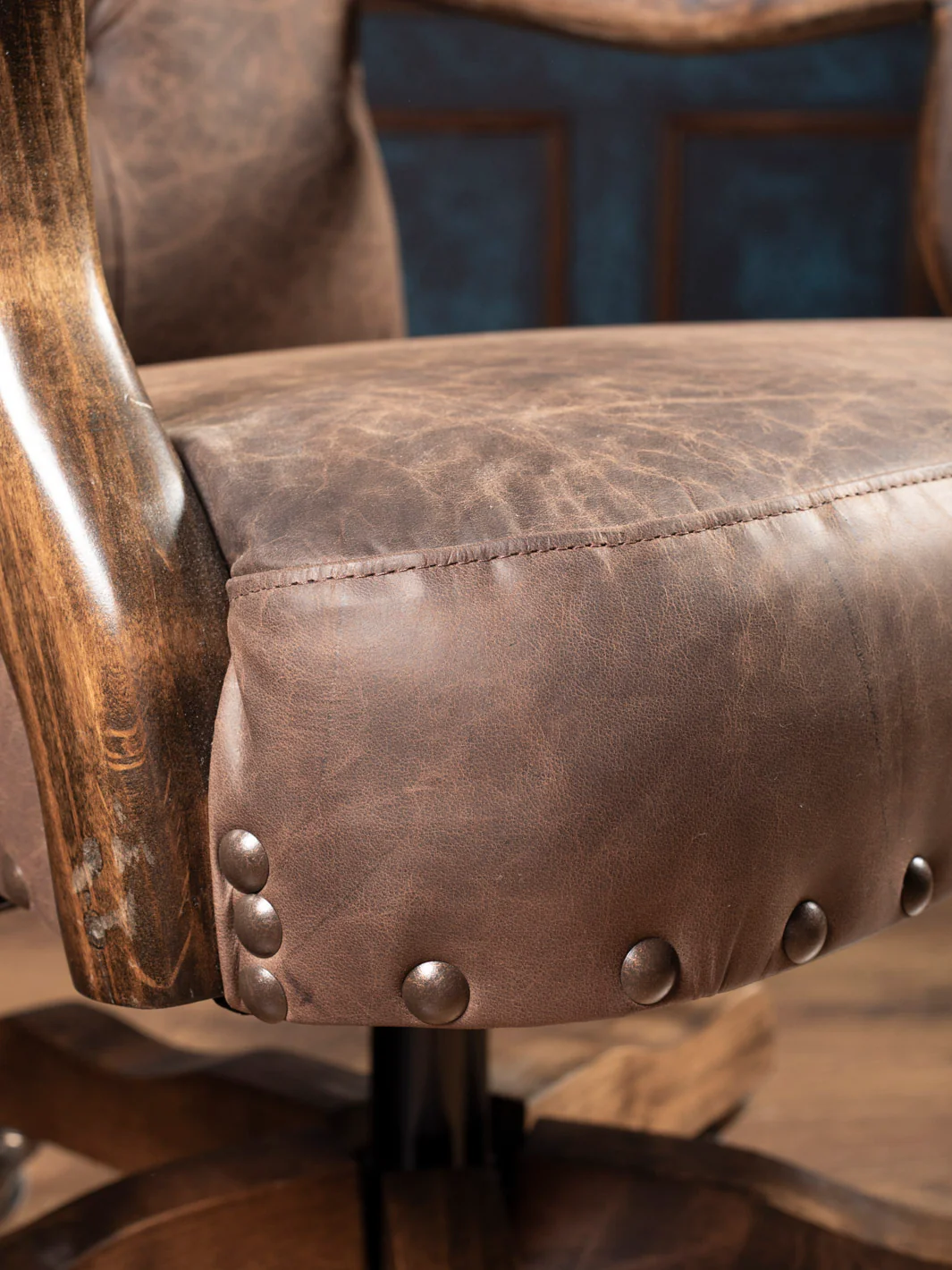 Tufted Desert Mustang Leather Desk Chair - Image 7