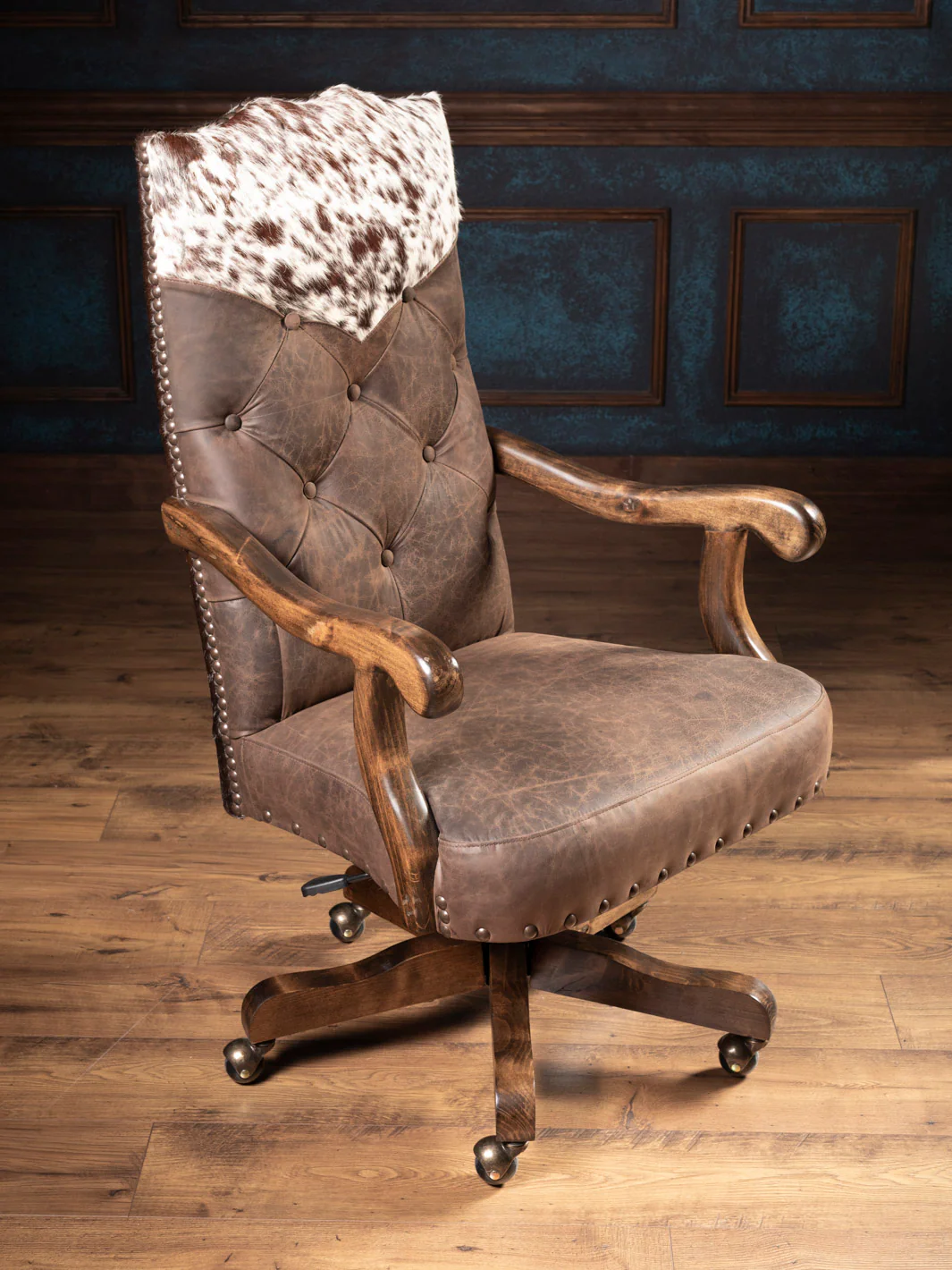 Tufted Desert Mustang Leather Desk Chair - Image 8