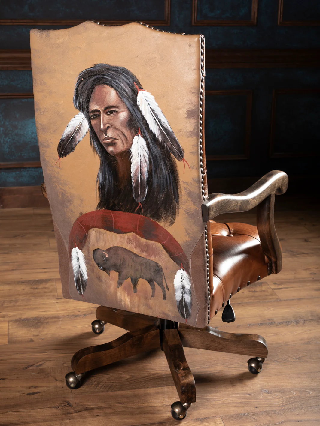 Tufted Painted Leather Desk Chair - Image 2