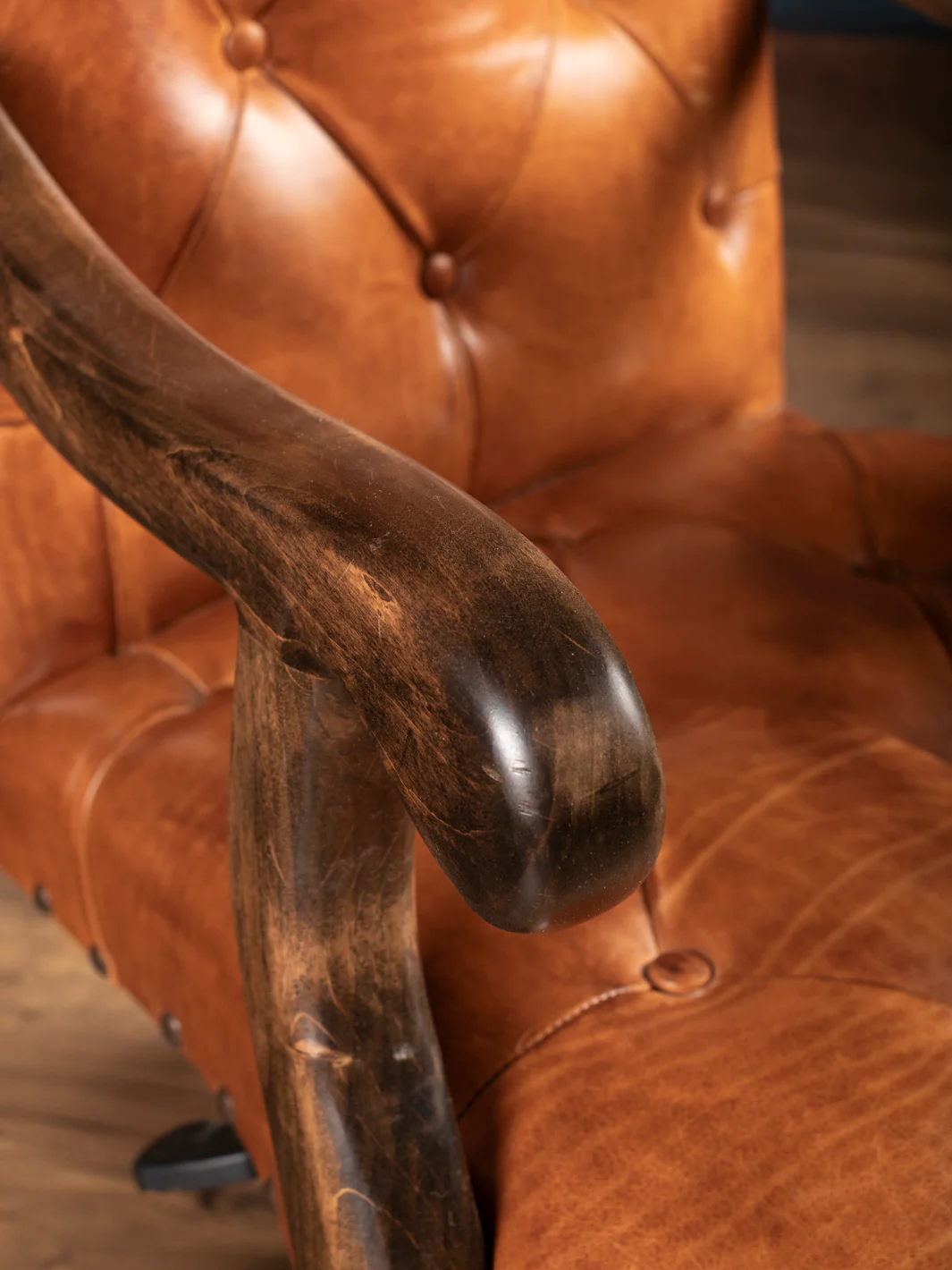 Tufted Painted Leather Desk Chair - Image 3