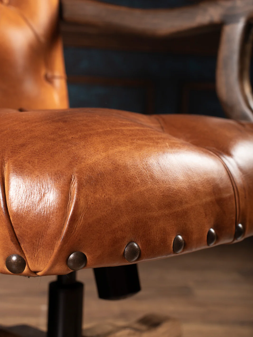 Tufted Painted Leather Desk Chair - Image 4