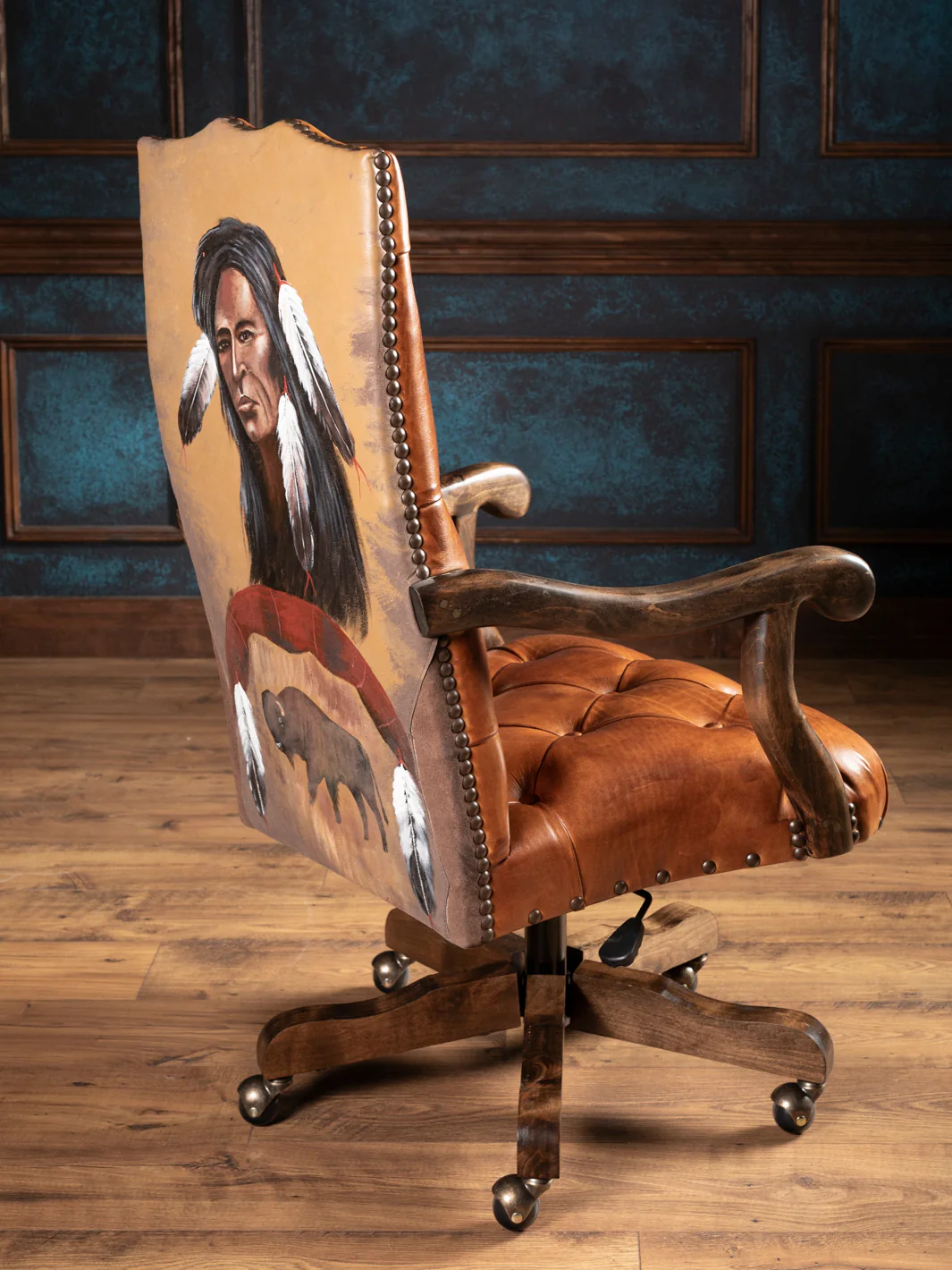 Tufted Painted Leather Desk Chair - Image 6
