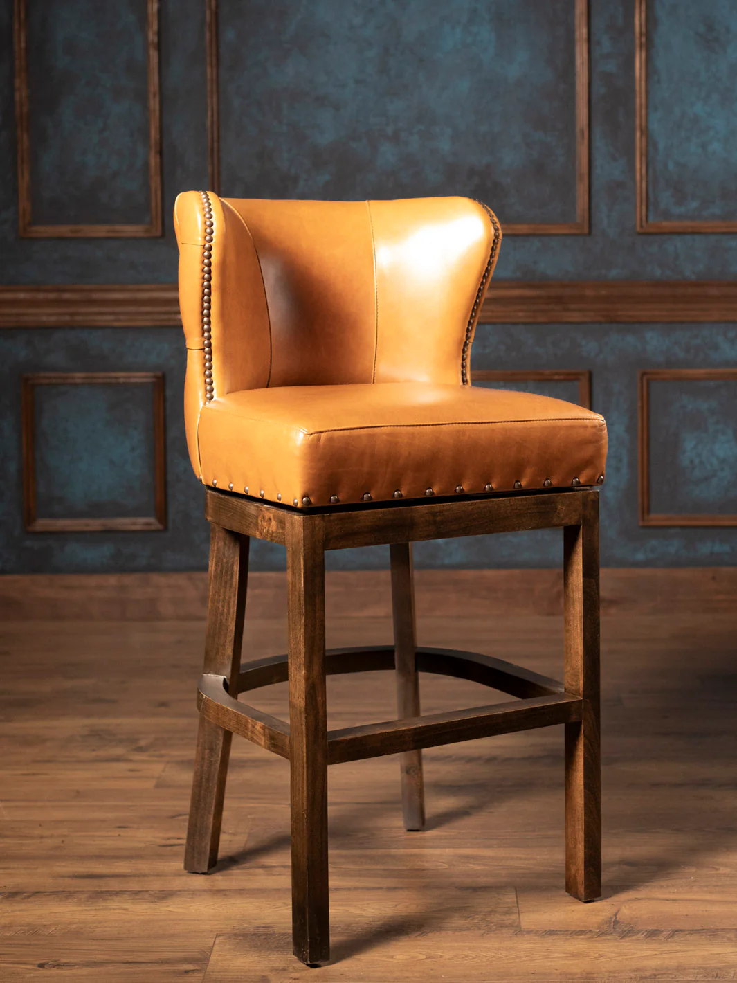 Tufted Saddleback Leather Bar Stool