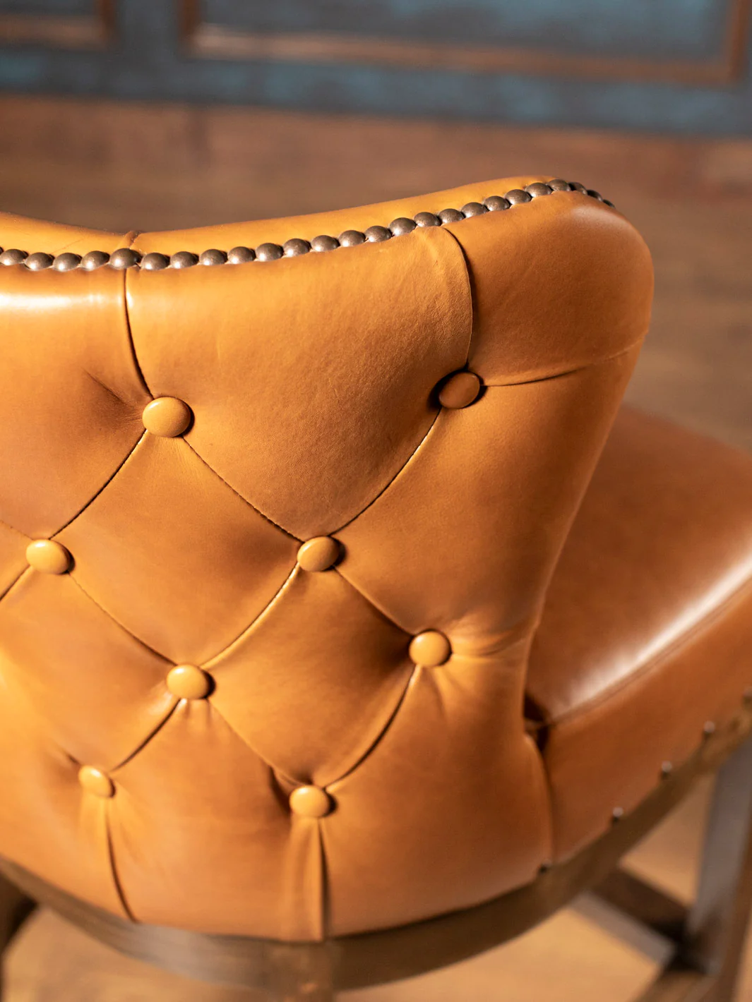 Tufted Saddleback Leather Bar Stool - Image 3