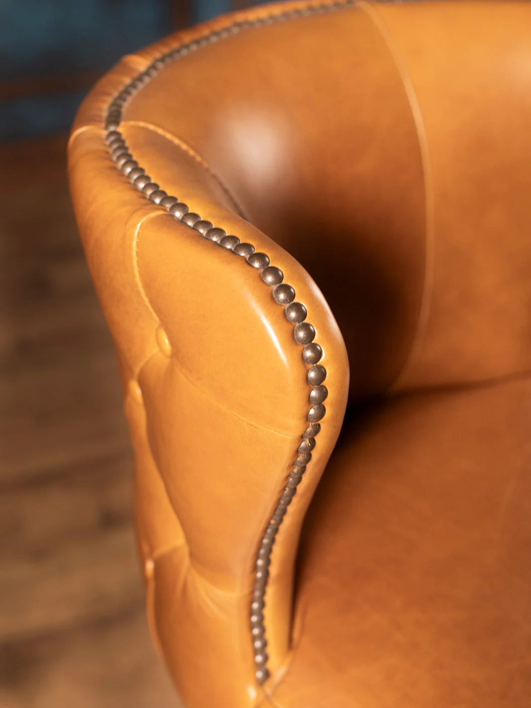 Tufted Saddleback Leather Bar Stool - Image 4
