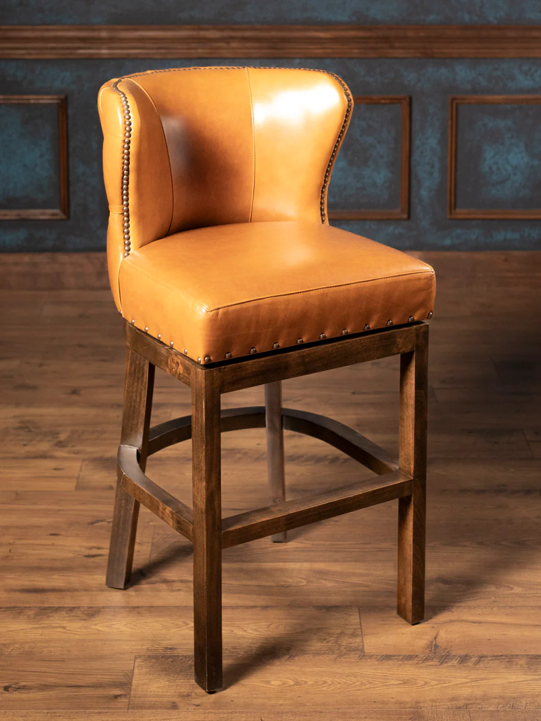 Tufted Saddleback Leather Bar Stool - Image 7